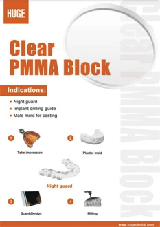 ÉNORME Brochure dentaire claire PMMA Blcok